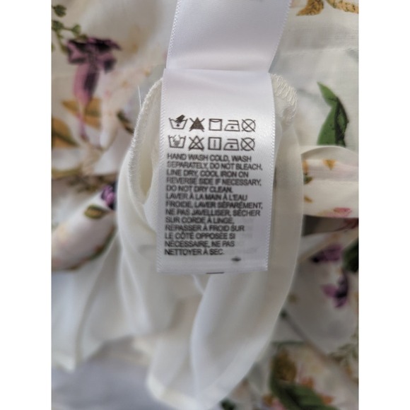 Lucky Brand Womens Antique Floral Peasant Midi Dress Size Large Smocked Flutter - Picture 9 of 11